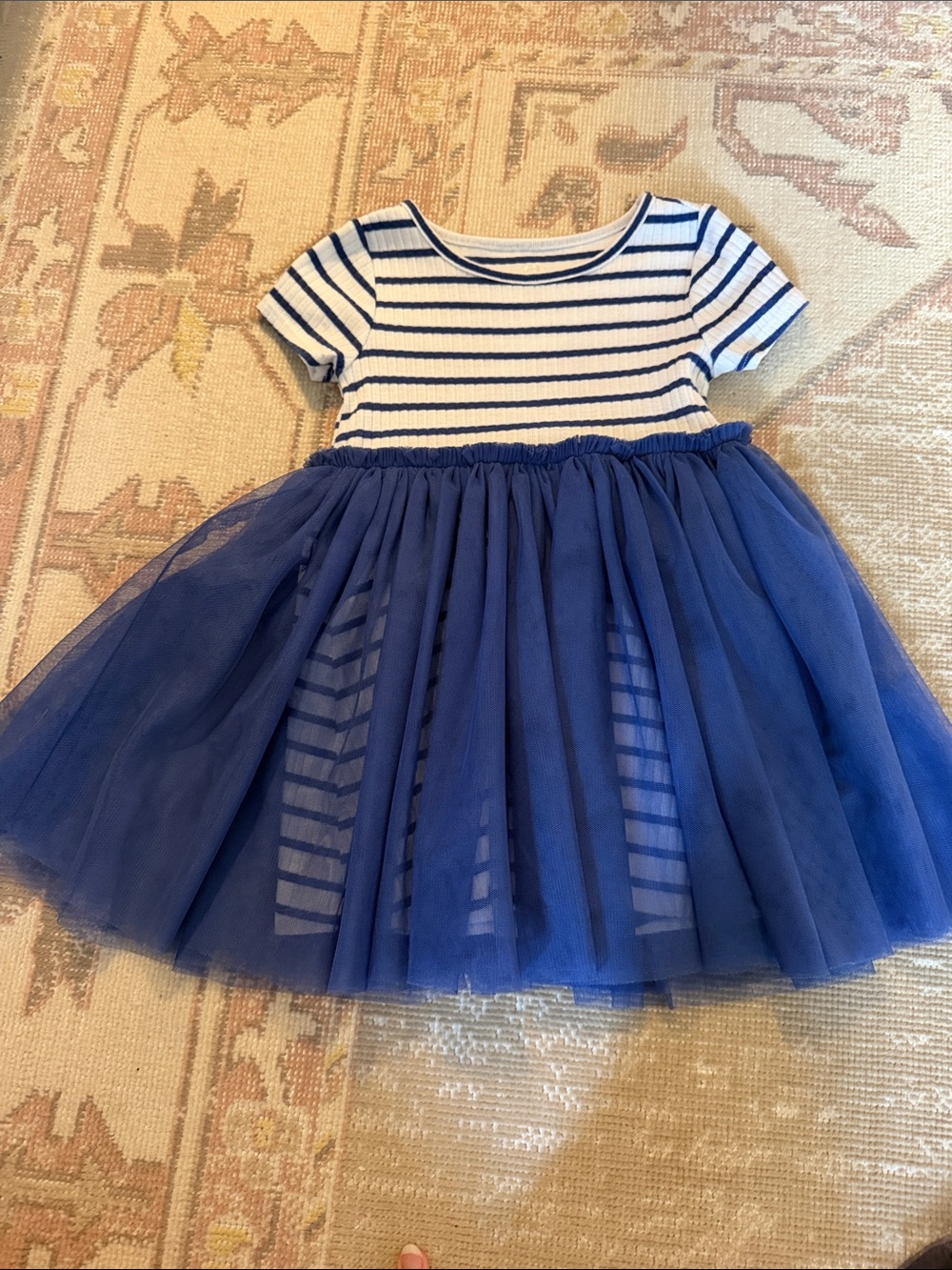 Toddler Tulle Twirl Dress Blue and White 3Y